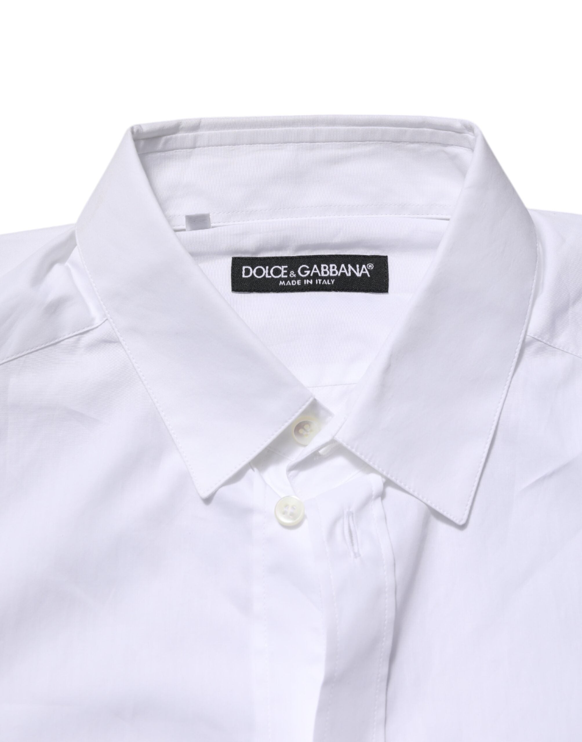 Dolce & Gabbana Weißes Kleid mit langen Ärmeln und Kragen Formales Hemd